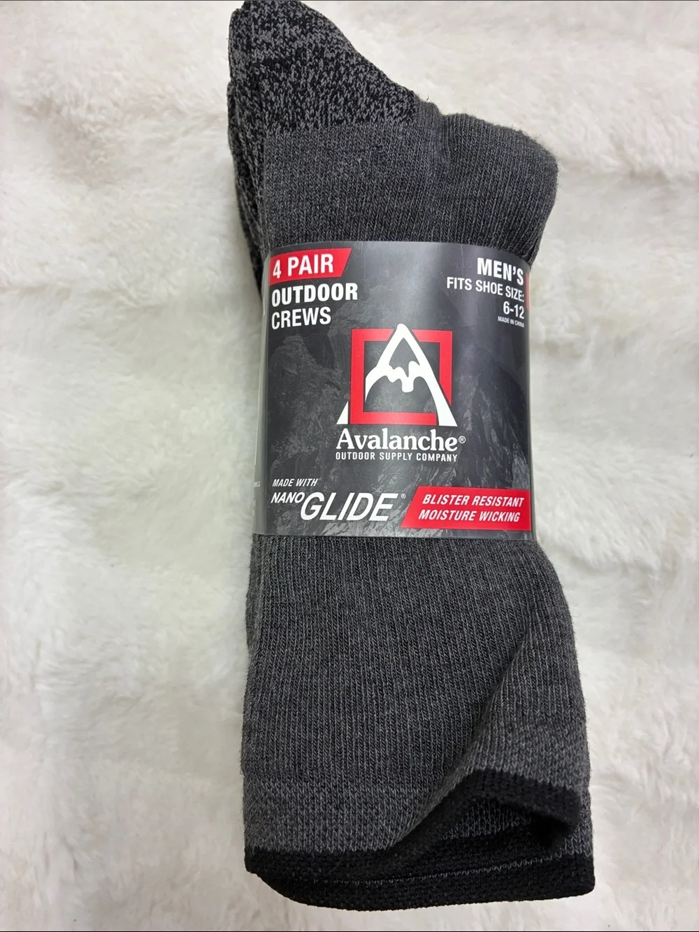 Avalanche Men's Crew Socks - Charcoal and Black